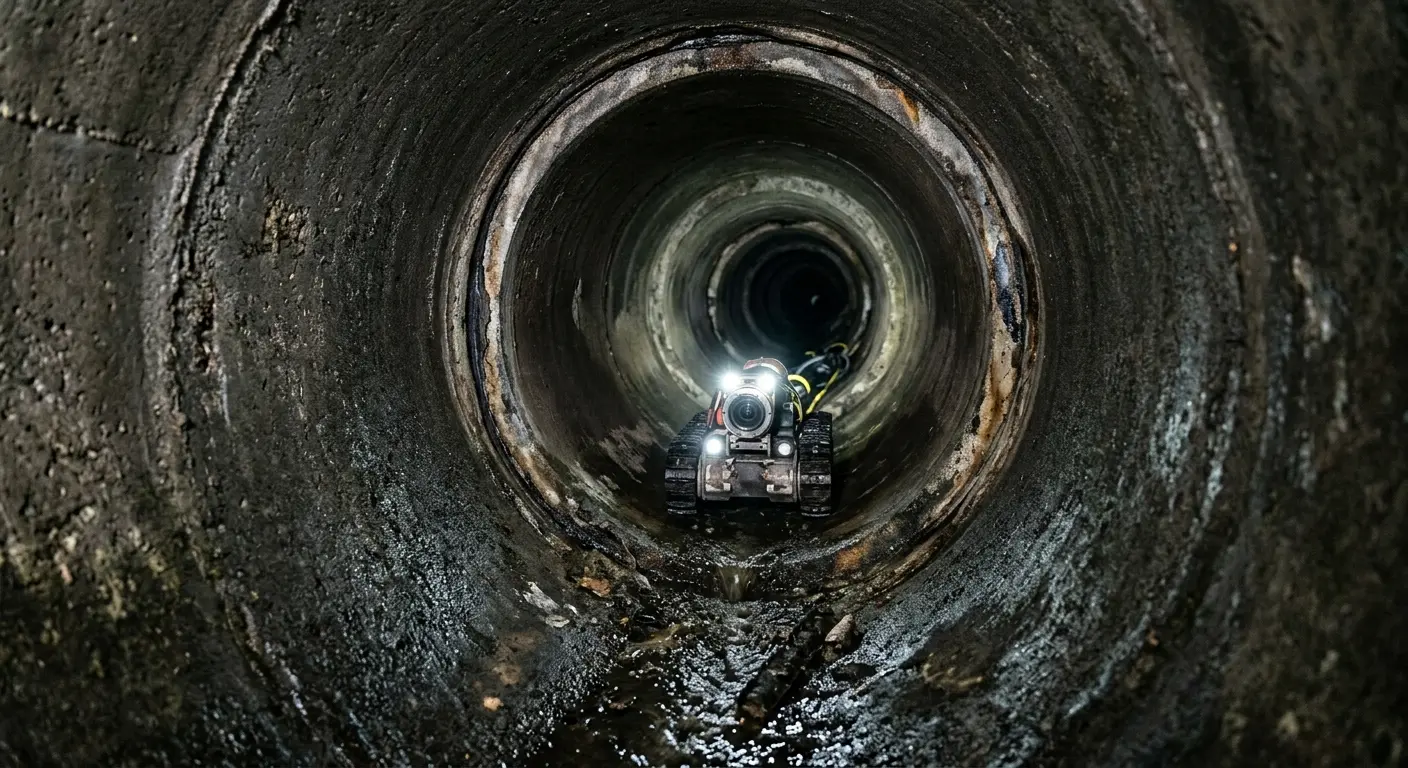 Robotic sewer camera inspecting pipe interior for Drain Snake Service in Fargo